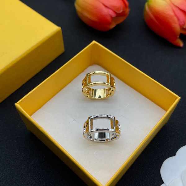 

women luxurys designer wide band rings with link chain letter f ring engagements for womens ring designers jewelry mens gold ring size 6 7 8, Silver
