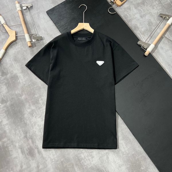 

designers pra t-shirts triangle luxury brand clothing man woman tees t shirt summer round neck short sleeves contracted leisure pure cotton, White;black