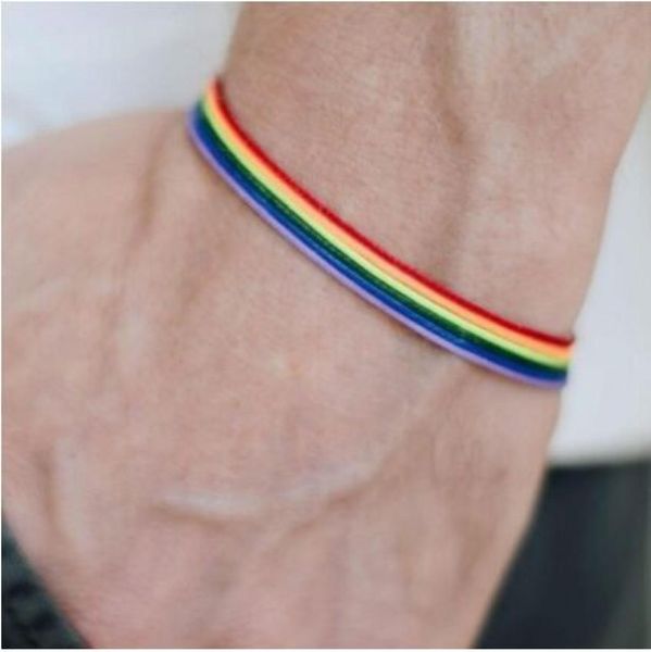 

fashion pu leather bracelet women men gay pride rainbow charms bracelet gift for gay jewelry lover couple5321526, Golden;silver
