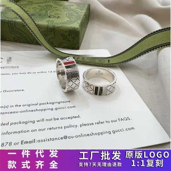 

new 2023 designer jewelry bracelet necklace enamel red black diamond check 925 used ring for men women, Silver