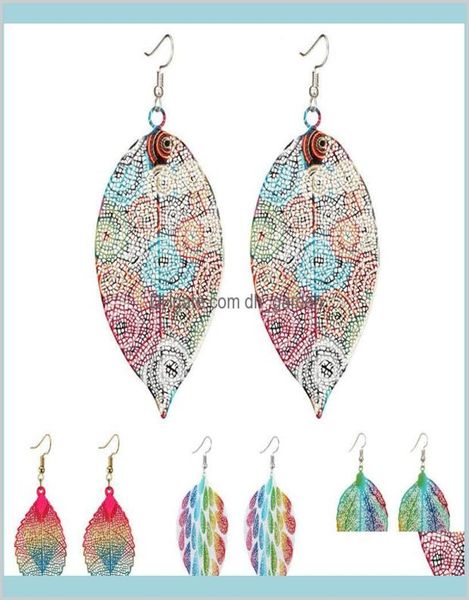 

dangle chandelier 4 styles hollow leaf print vintage ethnic ear pendant metallic color for women jewelry gifts ovg66 dangle chan5221210, Silver