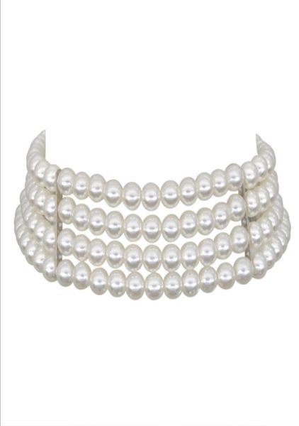 

street fashion popular sidebyside pearl necklace handmade multilayer4858715, Silver