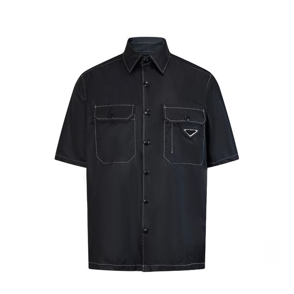 

new designer shirt brand street work style blouse shirts short sleeve sketch bright line style design the version is stiff and advanced summ, White;black