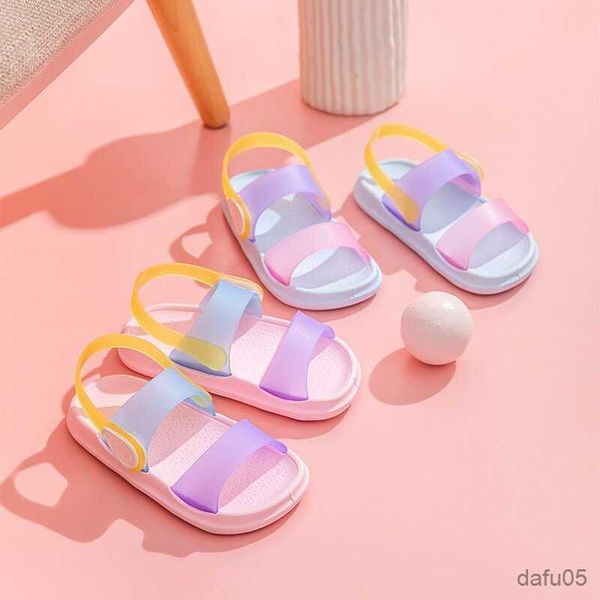 

slipper summer children sandals baby girls toddler soft bottom non-slip pvc shoes kids candy color beach shoes boys casual slippers, Black;grey