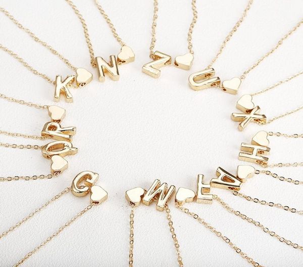 

26 intial letter alphabet heart pendant necklace for women gold color az necklaces chain fashion jewelry gift6103006, Silver