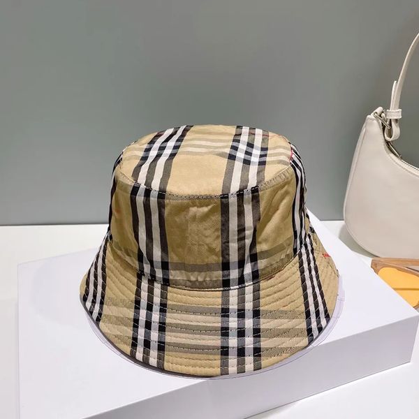 

luxury designer bucket hat womens hats classic plaid striped letters sun hat sun protection travel outdoor fisherman cap solid color casual, Blue;gray