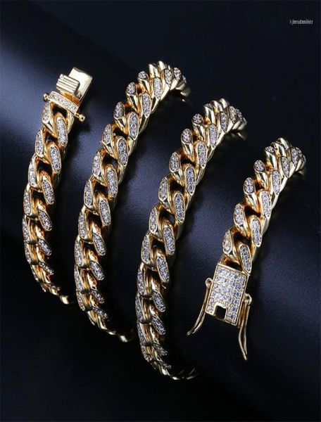 

chains copper gold silver color men039s necklace iced out cz bling 10mm miami cuban chain men hip hop rock jewelry choker gifts2791745