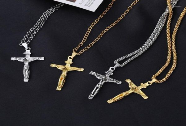 

chains necklace for man alloy jesus cross pendant gold and silver men039s hip hop keel chain4541484