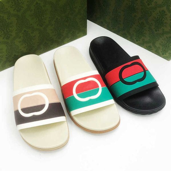 

new designer men rubber interlocking slide sandal striped platform rubber slipper flat beach slipper gear bottoms flip flop 35-46 no440, Black