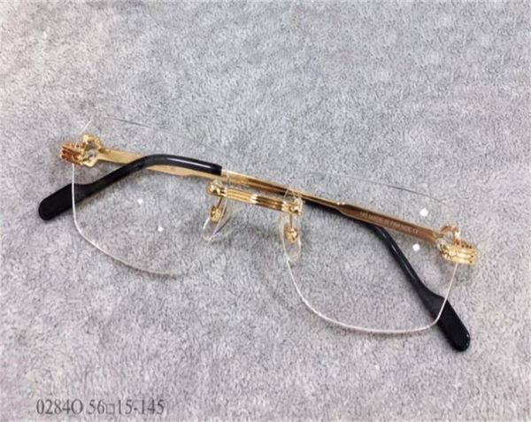 

fashion design 18k frame 0284o goldplated ultralight square rimless optical glasses men business style eyewear 754602, Black