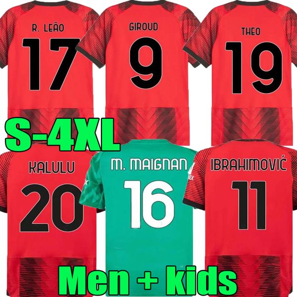 

xxxl 4xl soccer jerseys ibrahimovic koche 22 23 24 home kit ac milans giroud r.leao bennacer theo romagnoli florenzi tonali rebic 2023 2024, Black;yellow