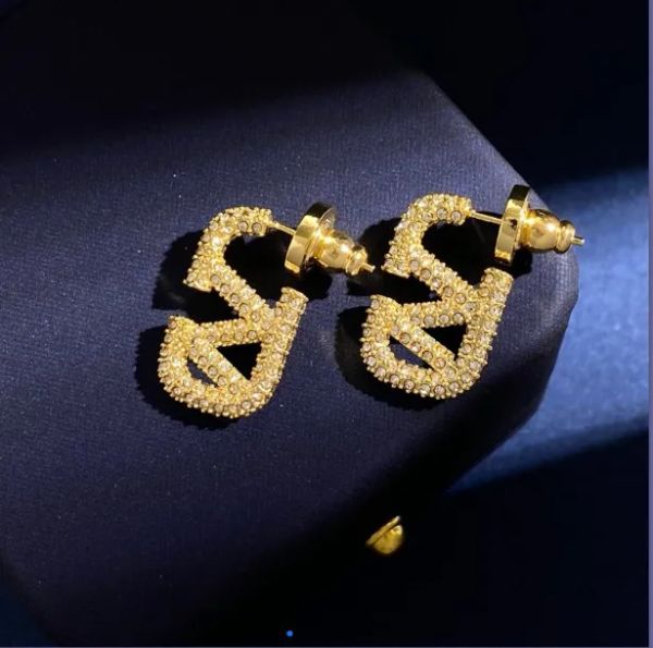 

designer earring letter v logo stud earing luxury women fashion hoop jewelry metal earring asffvcx, Golden;silver