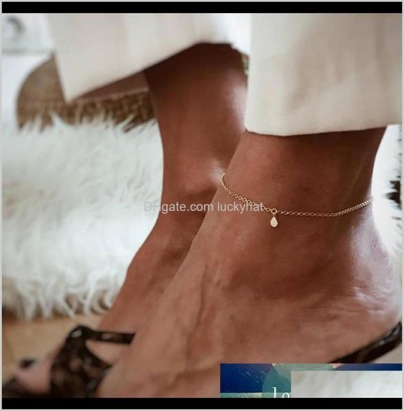 

anklets 1pcs fashion simple water drop crystal bracelets for women trendy anklet sandle bare foot female beach charm jewelry 1zopp2028343, Red;blue