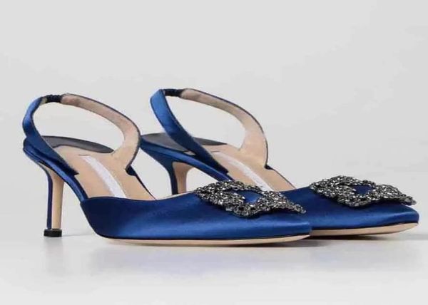 

sandals shoes high stiletto heels luxury summer brands hangisli women satin slingbacks shiny satin crystal jewels buckle party wed1021633, Black