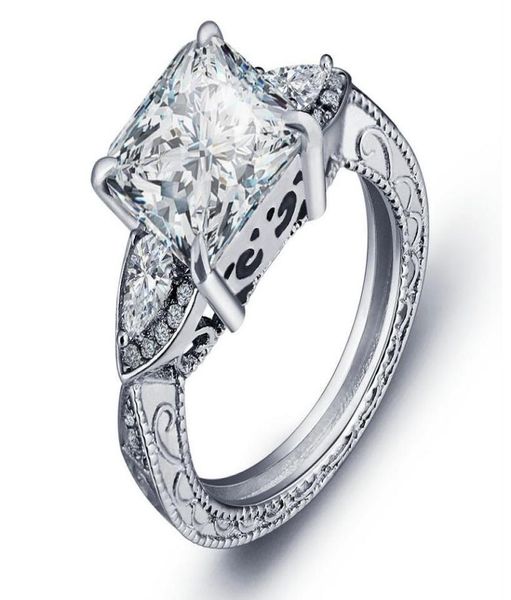 

choucong victoria wieck vintage jewelry 925 sterling silver 10mm princess cut white z cz diamond gemstones wedding women band 2093824, Slivery;golden