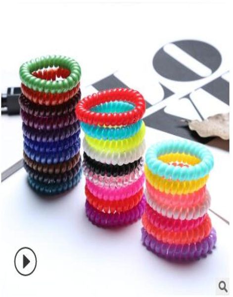 

candy color telephone wire cord headband for women girls elastic hair rubber bands hair ties hair jewelry 3938339040, Pink