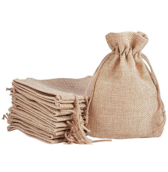 

7x9cm 9x12cm 10x15cm 13x18cm original color mini pouch jute bag linen hemp jewelry gift pouch drawstring bags for wedding favors b5966166, Pink;blue