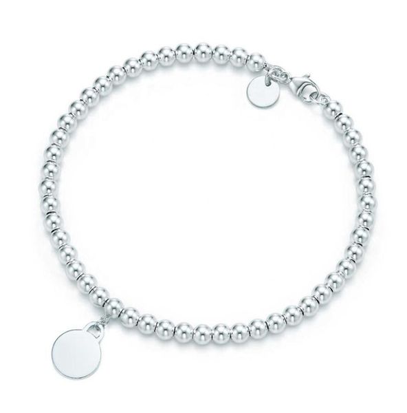 

heart beaded bracelet women couple sterling silver strands chain 4mm beads ball t tag bracelets blue designer jewelry gifts for gi7212614, Black
