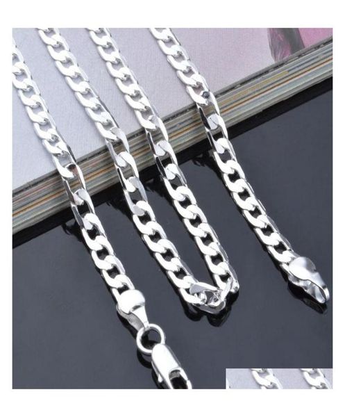 

4mm 925 sterling silver necklace curb chain figaro chain necklaces two style link italy 1624inch yiqro6000223