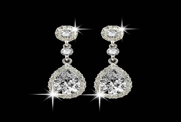 

shining fashion crystals earrings silver rhinestones long drop earring for women bridal jewelry 5 colors wedding gift for friend5066426, White