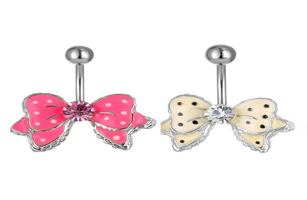 

d00271 2 colors nice bowknot style 00201 belly button navel rings dangle accessories fashion charm rabbit cz 10pcslot8610014, Silver