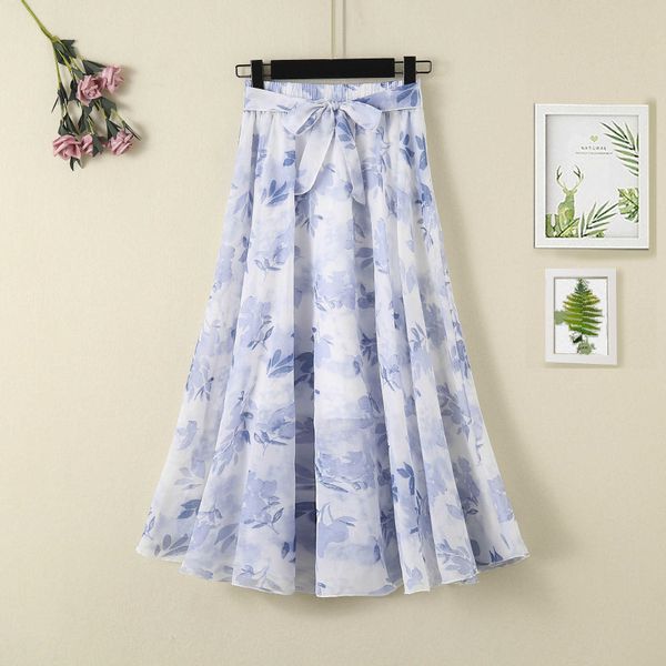 

skirt a line women summer new print cartoon pattern elastic women skirt big swing party holiday high waist skirts mo, Black
