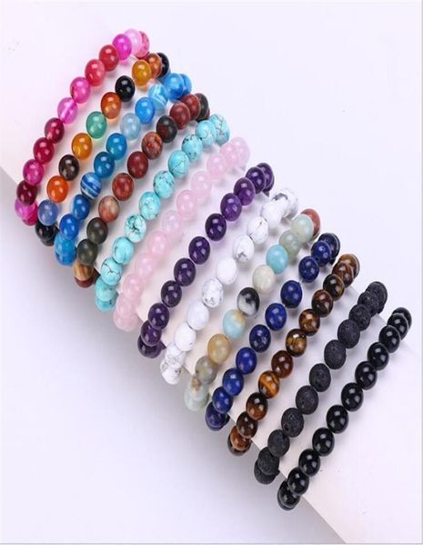 

natural stone beaded bracelet for woman men bracelets fashion jewelry elastic handmade precious round gemstone friendship man bead5582819, Black