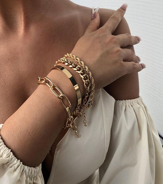 

punk link chain bracelets set for women rhinestone heart butterfly pendant alloy 18k gold charm silver pearl bracelet designs fash7242986, Black