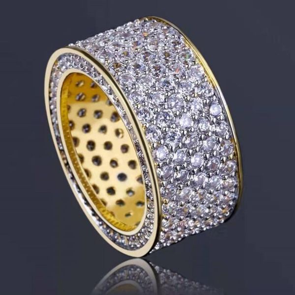 

iced out rings for men hip hop luxury designer mens bling diamond gold ring 18k gold plated wedding engagement golden ring jewelry1983549, Golden;silver