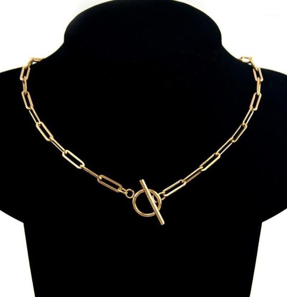 

chains 100 stainless steel toggle necklaces for women goldsilver color metal clasp chain choker necklace collar9021598, Silver