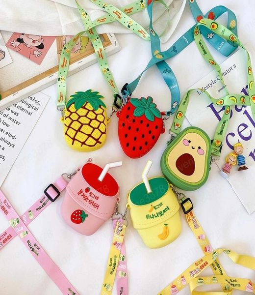 

cute baby mini purse silica gel fruit crossbody bag for kids small coin pouch kawaii little girl money bag toddler purses5670731, Red;black