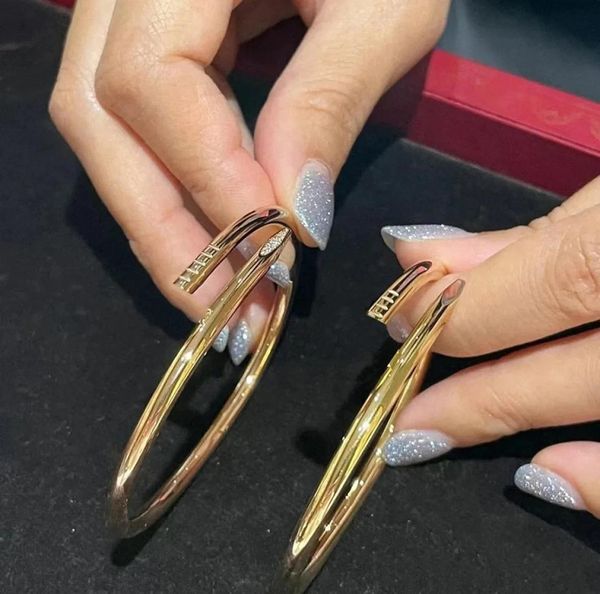

gold silver bracelets classic bangle nail punk bracelet wedding inlay diamond women and men love jewelry gift with red dust bag1981276, Black