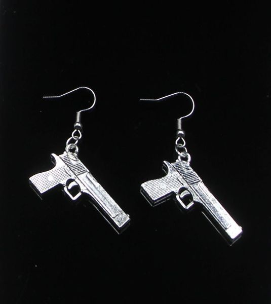 

new fashion handmade 4520mm gun browning pistol earrings stainless steel ear hook retro small object jewelry simple design for wo9663556, Silver