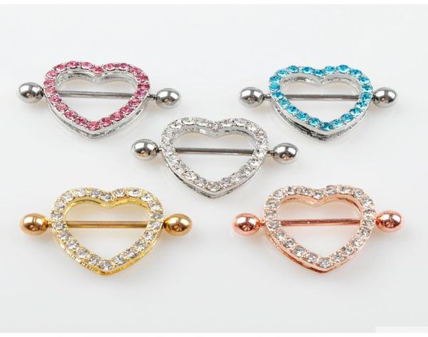 

d0985 colors nice stone heart style nipple ring piercing jewelry 20 pcs pink color stone drop piercing body jewelry 7rttk3297666, Silver