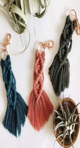 

personalized creative irregular tassel bohemian keychain cute cotton rope weave bag decoration macrame pendant keychain1027864, Slivery;golden