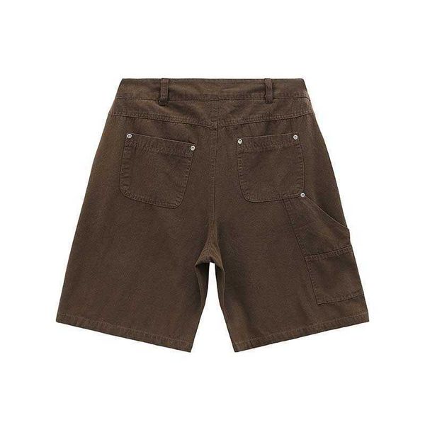 

street metal rivet workwear casual shorts for men's summer new loose versatile 5/4 pants, White;black