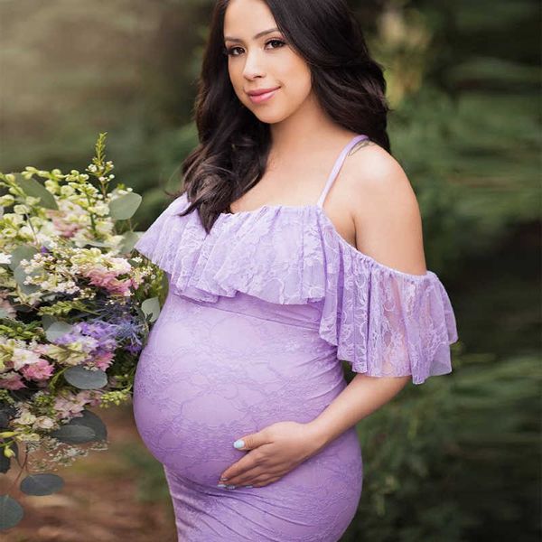 

dresses 2022 women's pgraphy props maternity lace dress, White