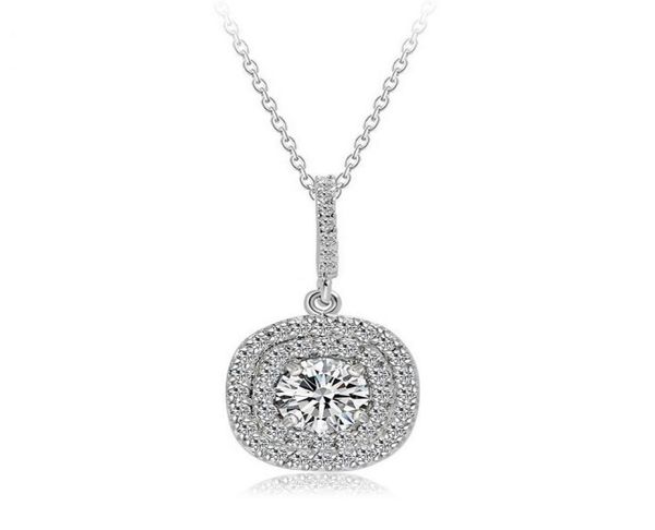 

2017 new selling luxury jewelry 925 sterling silver pave stunning white sapphire cz diamond gemstones women necklace pendant w4519855