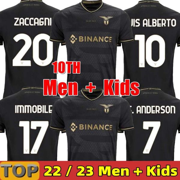 

2023 lazio immobile soccer jerseys maglie 23 24 immobile luis bastos sergej badelj lucas j.correa zaccagni marusic men kids kit football shi, Black;yellow