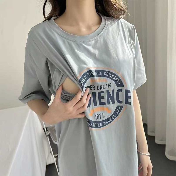 

maternity dresses women's nursing dress summer pregnant women's breast enhancement dress loose casual feeding clothing pregnancy h, White