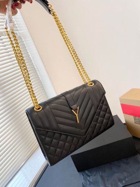 

woman flap shoulder bag messenger bag envelope genuine leather luxury cross body bags for women designer handbag classic caviar gold silver, Red;black