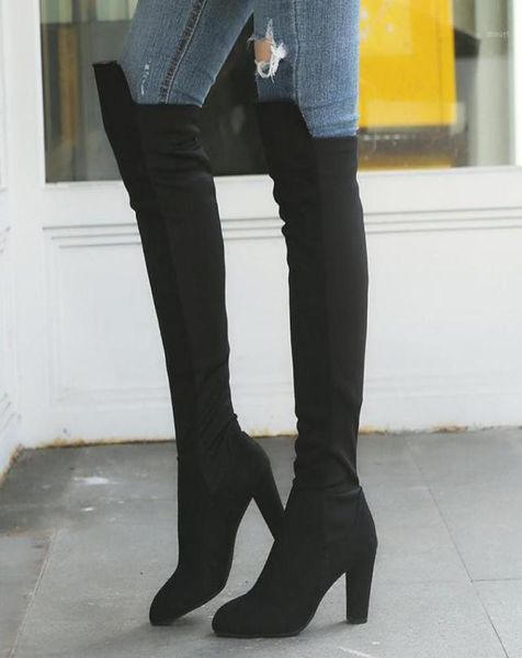 

new women autumn winter patchwork overtheknee boots high spike heels round toe solid black gray casual warm size 3443 7n052516703277