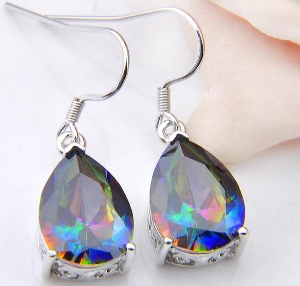 

luckyshine whole 3 pairs lot classic fire rainbow water drop mystic z gemstone 925 sterling silver usa drop wedding earr1304978