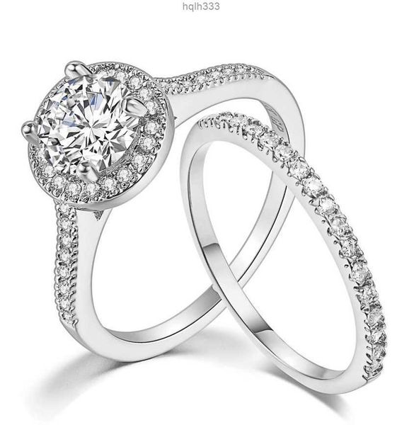 

wedding engagement rings set for women couple square silver color cubic zircon birde ring dazzling fashion jewelry sr531-mog4qopfo, Golden;silver