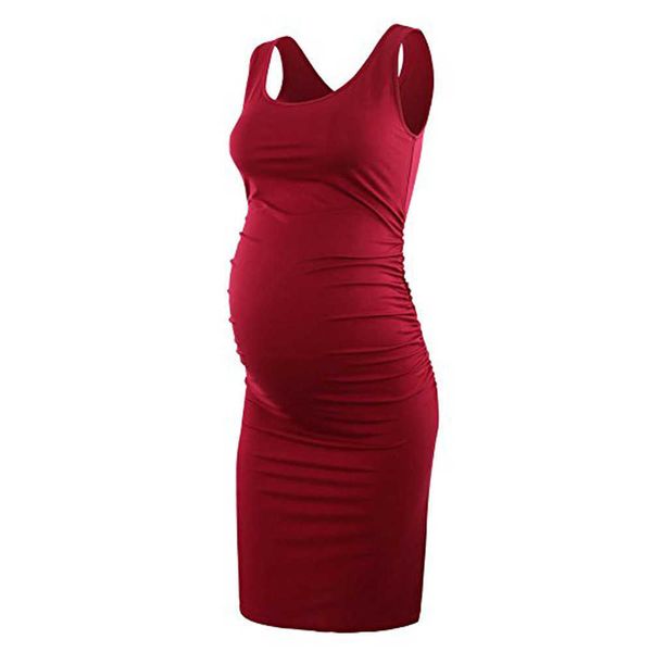 

maternity sleeveless maternity ruched solid dresses pregnant women's clothing dropshipping good, White