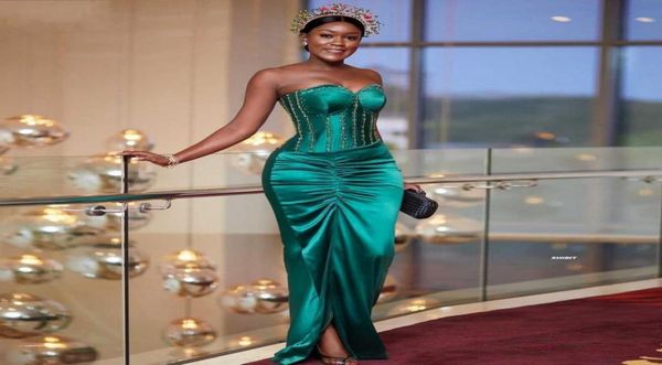 

elegant green aso ebi prom dresses mermaid sweetheart beaded high split women formal dress long evening gowns vestido de novia8403561, Black
