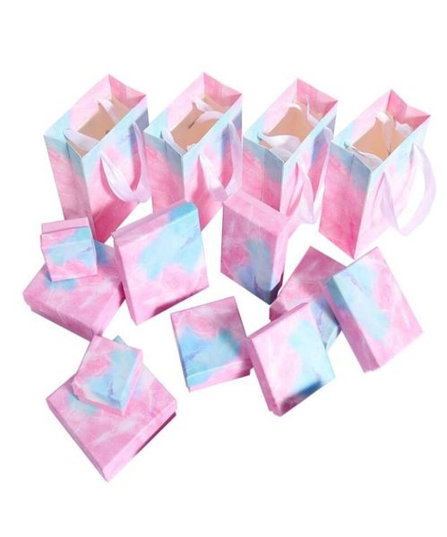 

fashion marble print diy handmade jewelry box gradient cloud gift packaging paper case small fresh necklace earrings set packaging3911969, Black;white