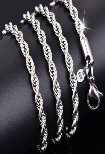 

new chains 925 sterling silver necklace chains 3mm 1630 inch pretty cute fashion charm rope chain necklace jewelry8081089