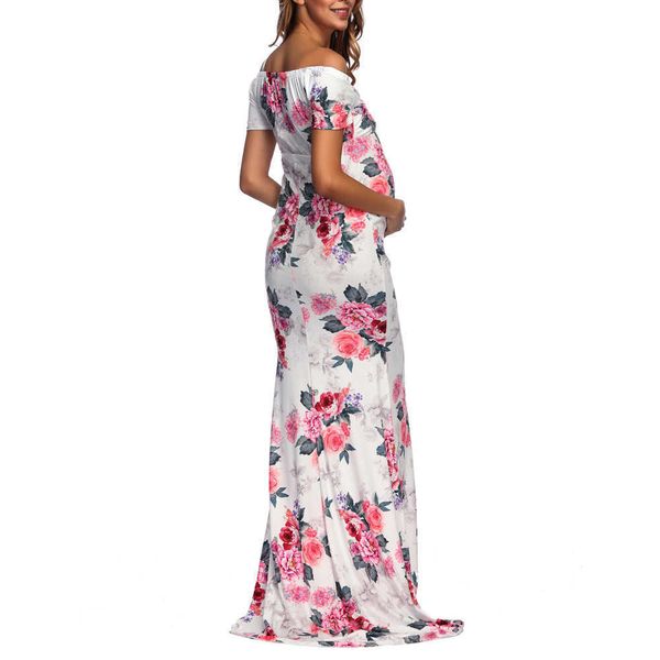 

maternity dresses 2022 flower long pgraphy p shooting pregnant women summer beach wedding dress g220602 good, White