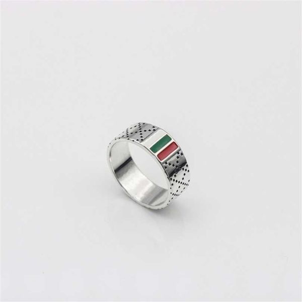 

50% off designer jewelry bracelet necklace ring personality simple diamond checkered red green enamel couple ring, Silver